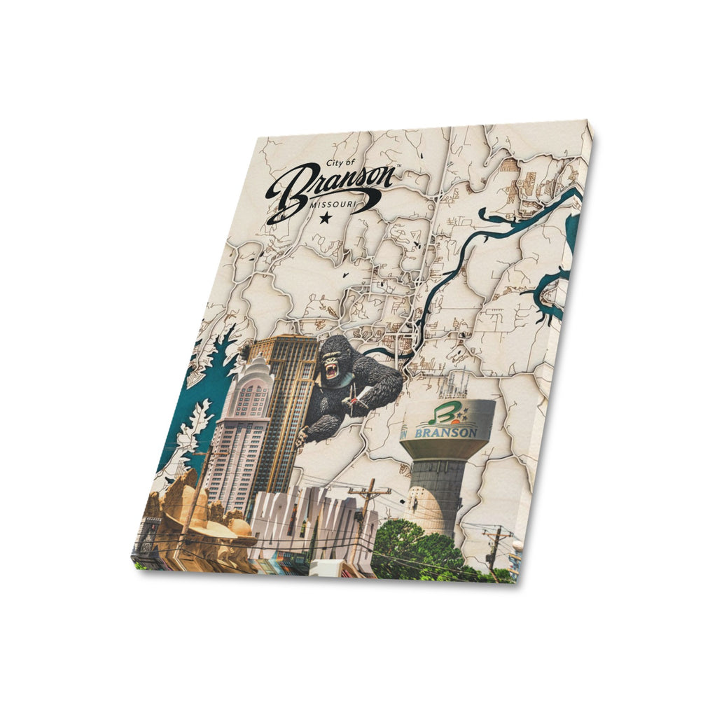 "Branson Legacy" – Limited Edition 3D-Style Wood Grain Map Canvas Print  20"x24"