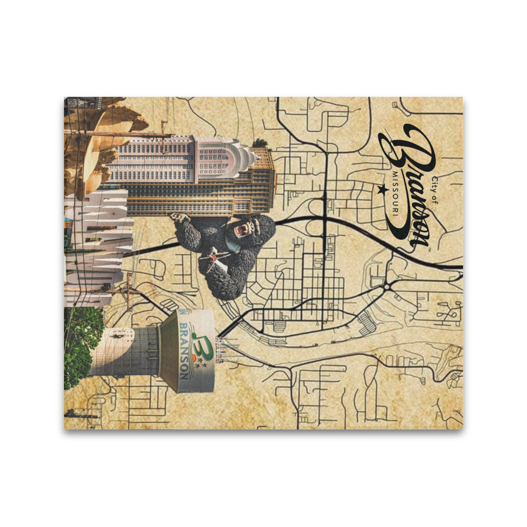 "Branson Golden Era" – Limited Edition Gold Parchment Map Collage Canvas Print 20"x24"