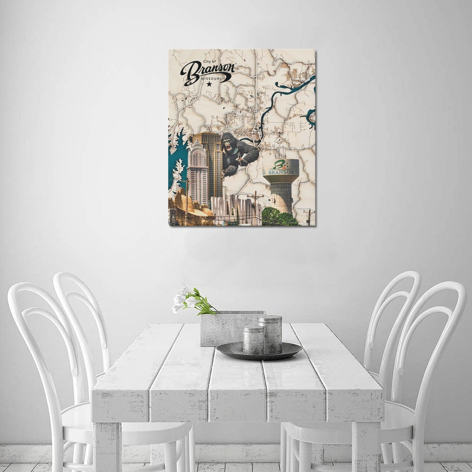 "Branson Legacy" – Limited Edition 3D-Style Wood Grain Map Canvas Print  20"x24"