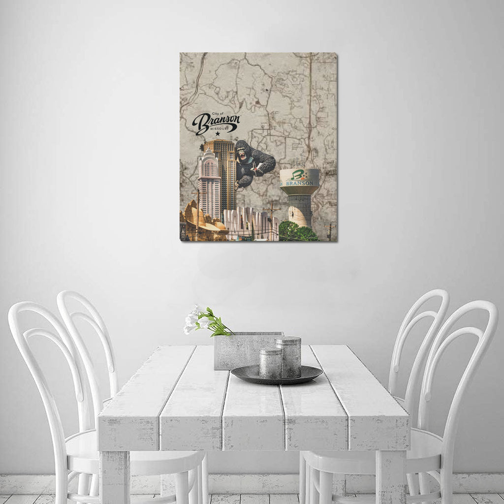 "Branson Heritage" – Limited Edition Sepia Vintage Map Collage Canvas Print 20"x24"