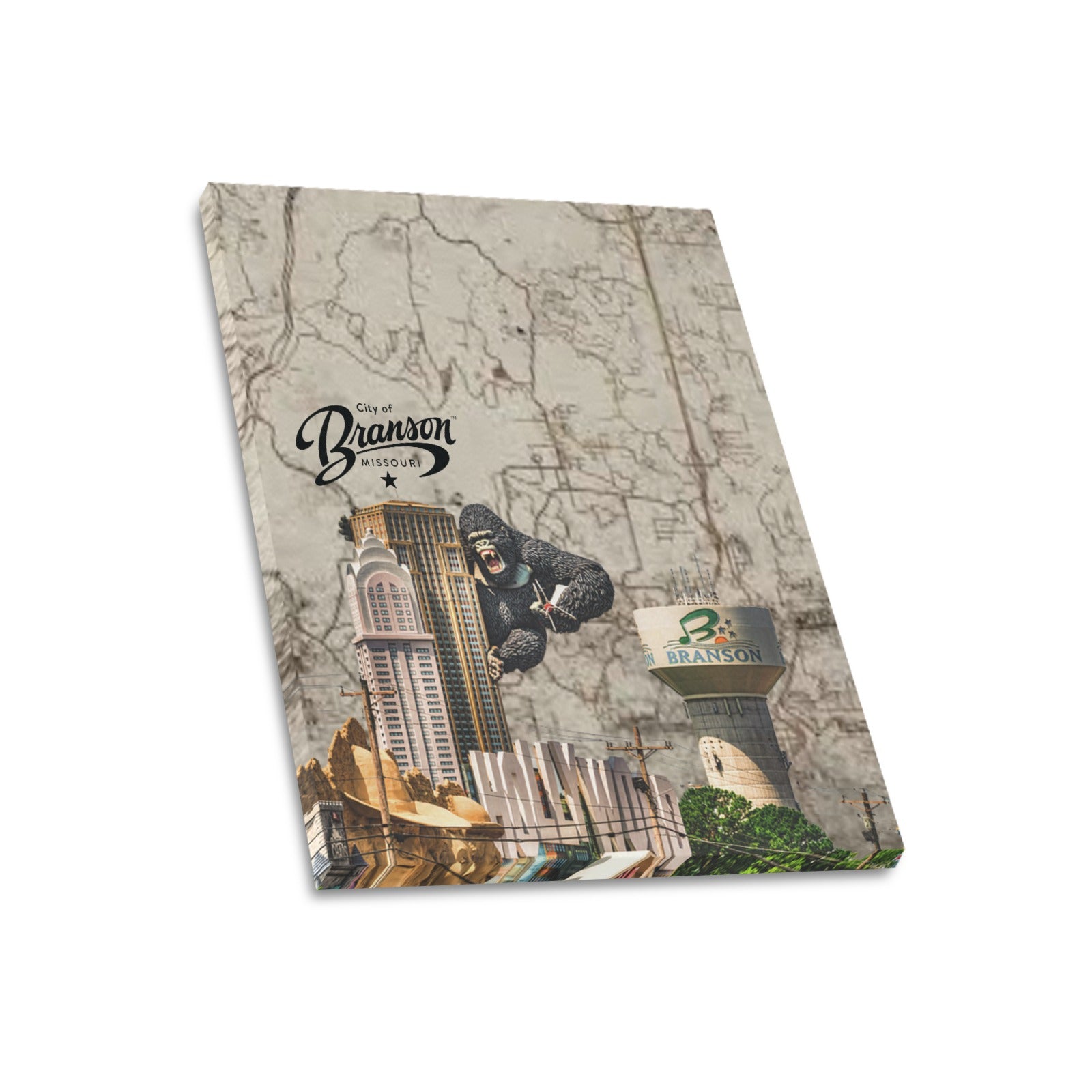 "Branson Heritage" – Limited Edition Sepia Vintage Map Collage Canvas Print 20"x24"