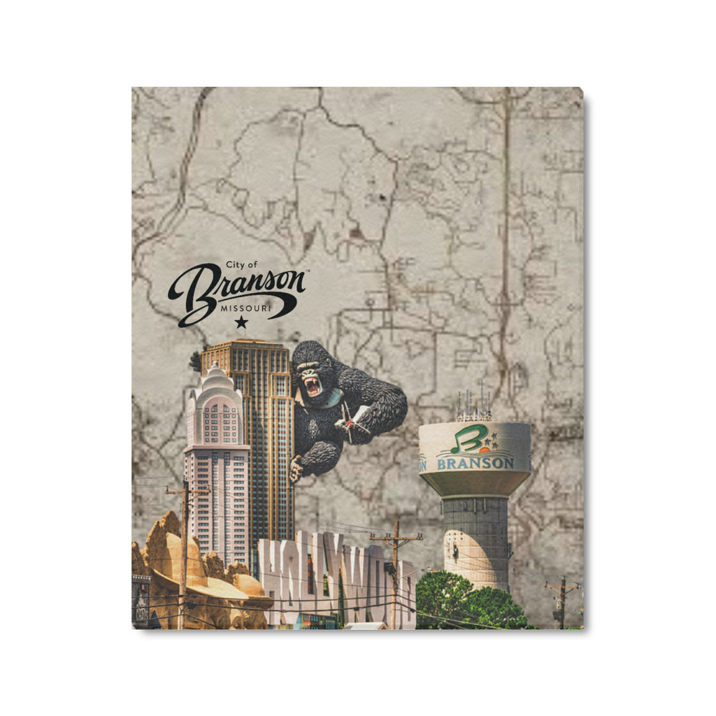 "Branson Heritage" – Limited Edition Sepia Vintage Map Collage Canvas Print 20"x24"
