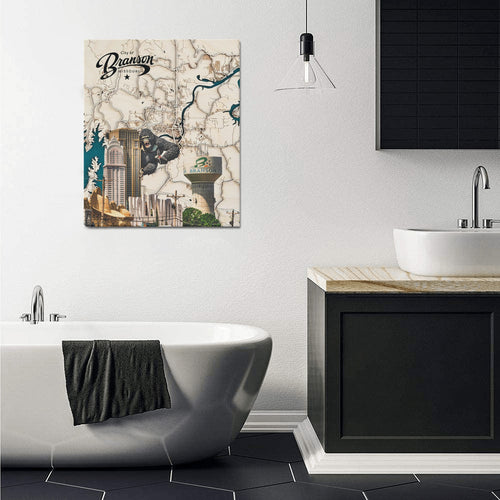 "Branson Legacy" – Limited Edition 3D-Style Wood Grain Map Canvas Print  20"x24"