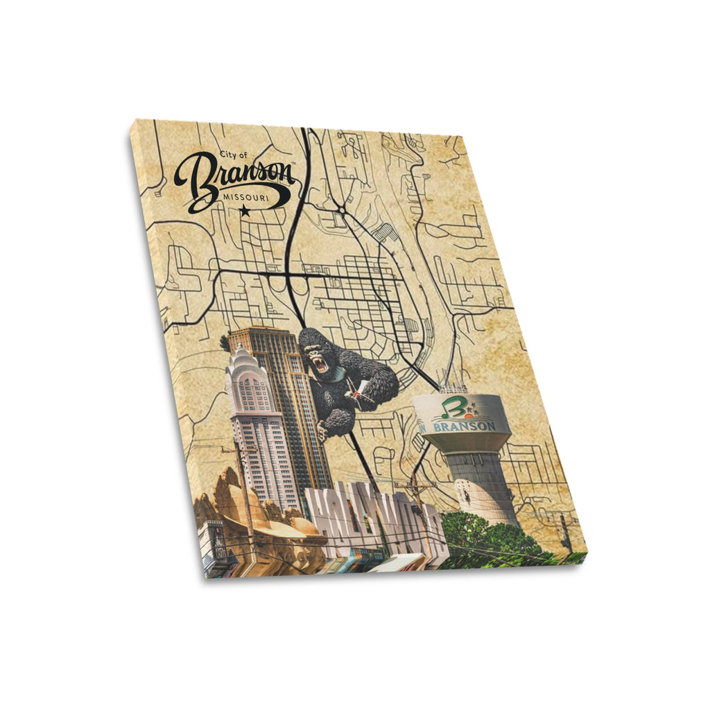"Branson Golden Era" – Limited Edition Gold Parchment Map Collage Canvas Print 20"x24"