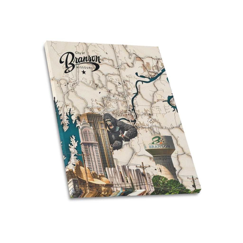 "Branson Legacy" – Limited Edition 3D-Style Wood Grain Map Canvas Print  20"x24"
