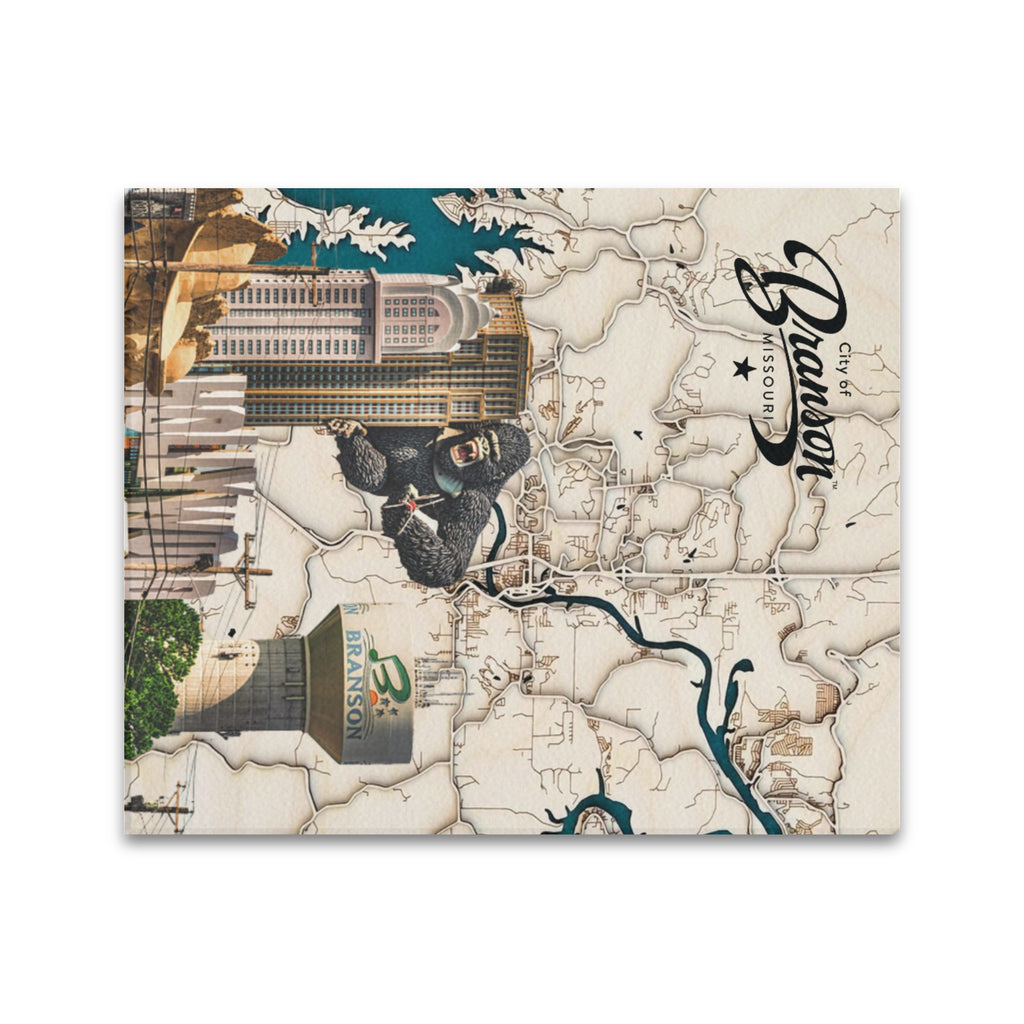 "Branson Legacy" – Limited Edition 3D-Style Wood Grain Map Canvas Print  20"x24"