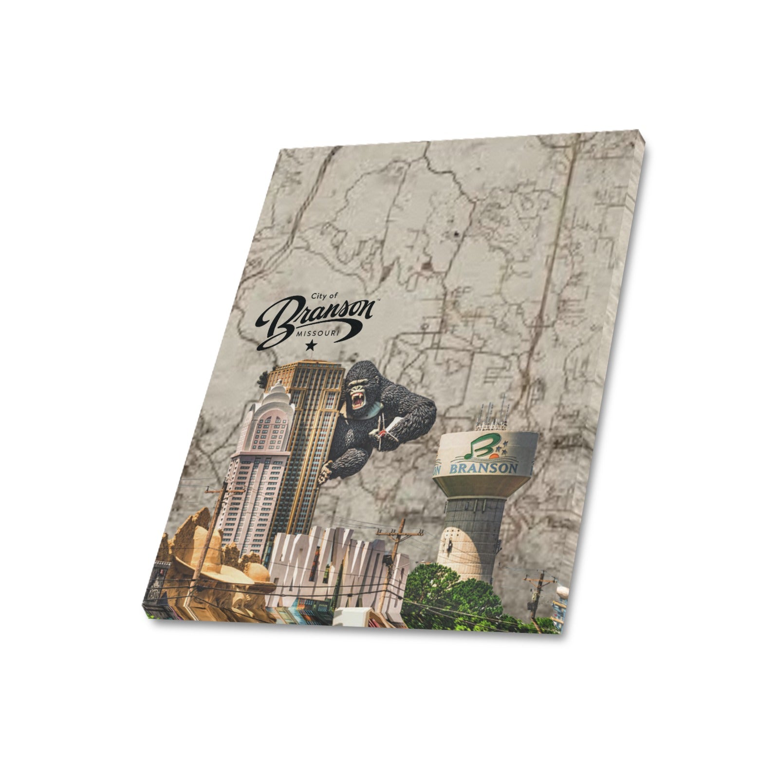 "Branson Heritage" – Limited Edition Sepia Vintage Map Collage Canvas Print 20"x24"