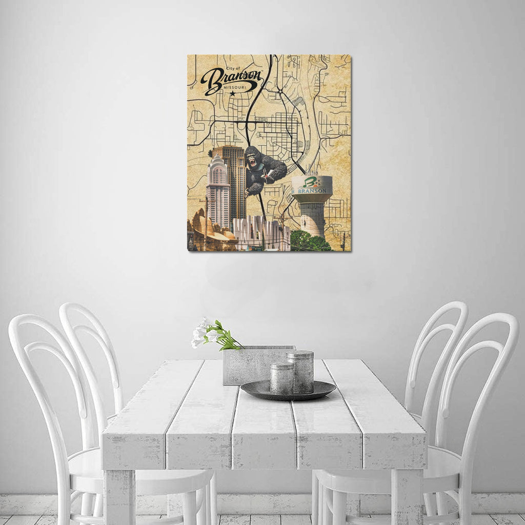 "Branson Golden Era" – Limited Edition Gold Parchment Map Collage Canvas Print 20"x24"