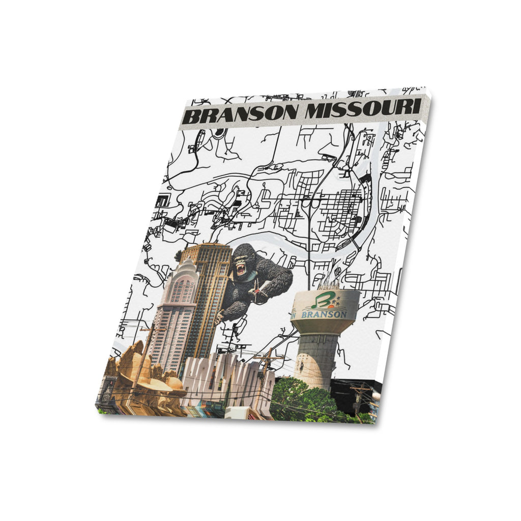"Branson Modern Grid" – Limited Edition Black & White Map Collage Canvas Print 20"x24"