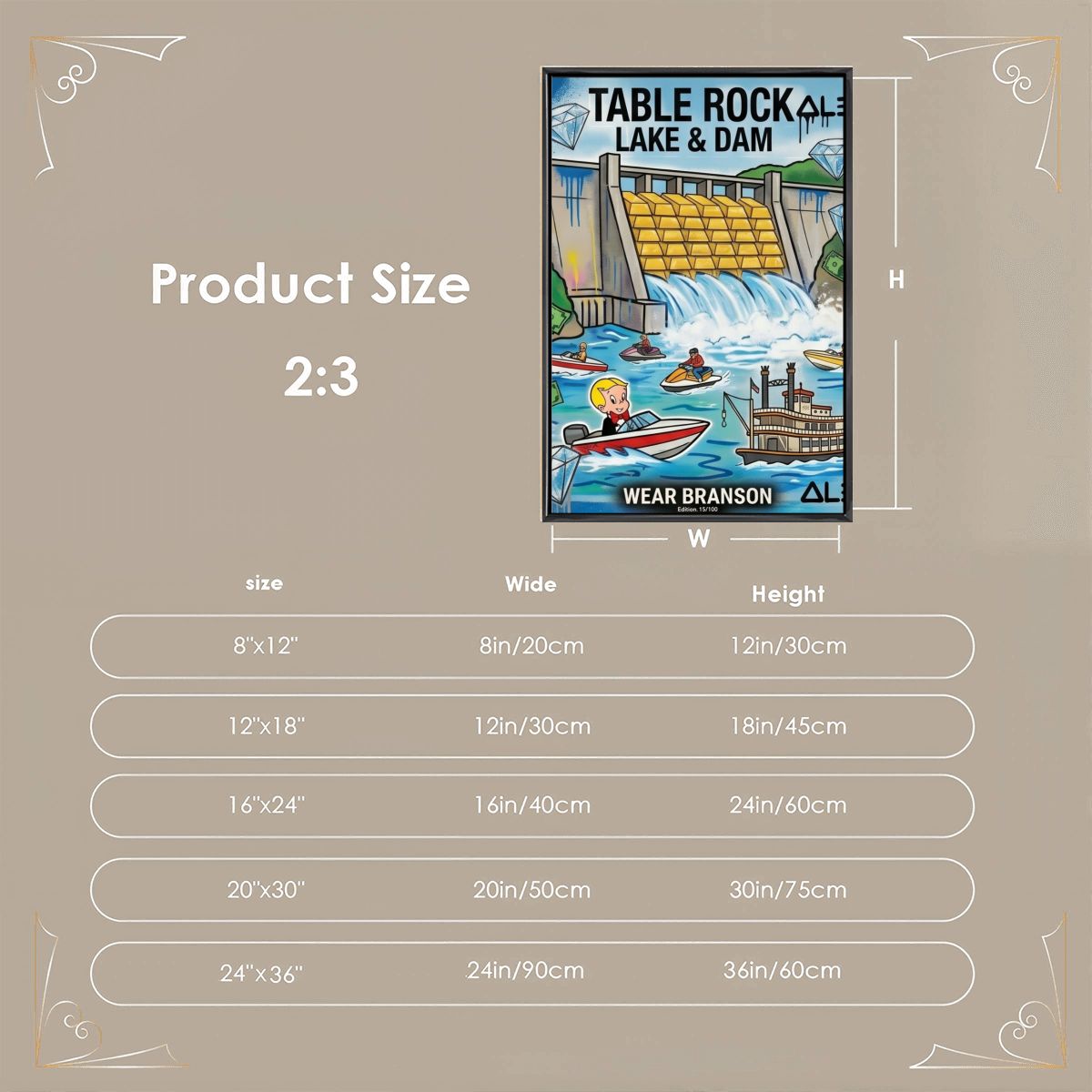 Table Rock Lake & Dam – 20" x 30" Limited Edition Canvas Print